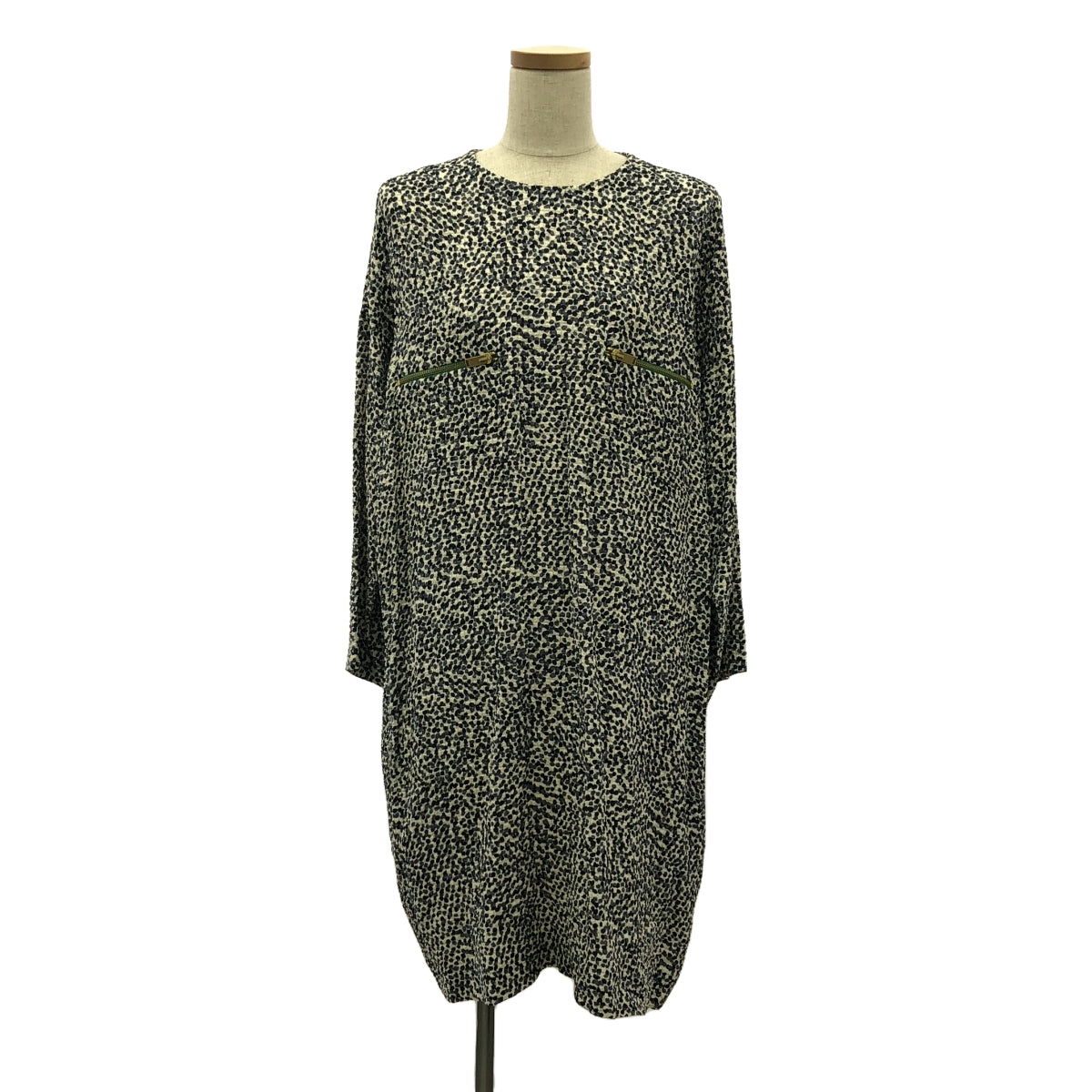 CELINE | Phoebe-era all-over print pullover dress | Size 40 | Navy/White | Women's