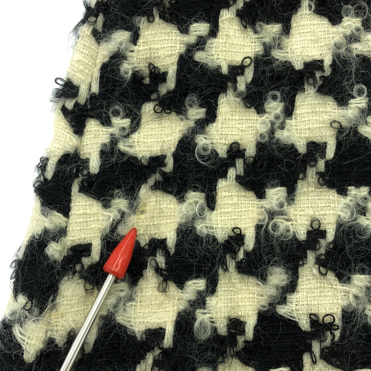 COMME des GARCONS COMME des GARCONS / Comme des |千鳥格馬海毛混紡喇叭長裙 | S |黑色/象牙色|女性的