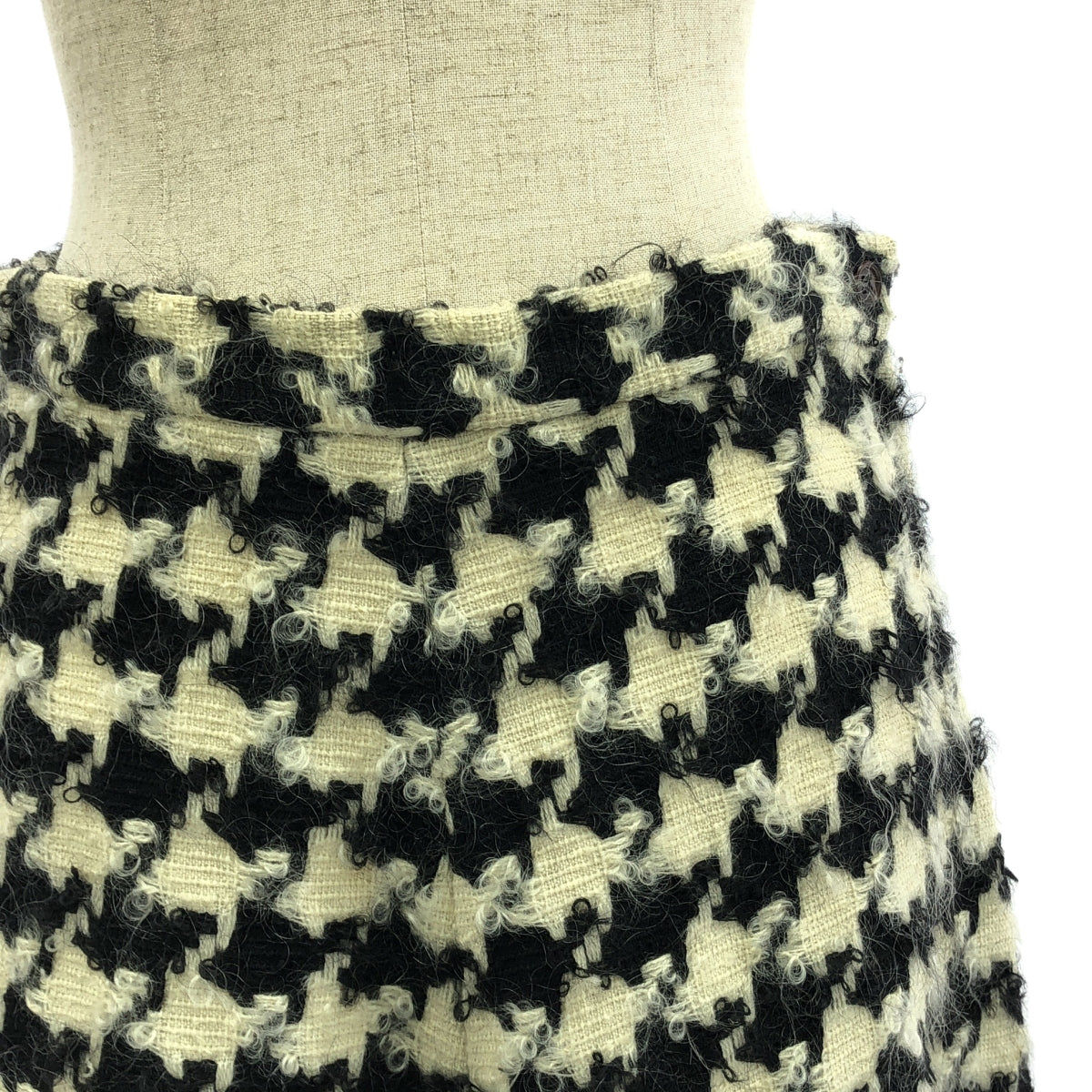 COMME des GARCONS COMME des GARCONS / Comme des |千鳥格馬海毛混紡喇叭長裙 | S |黑色/象牙色|女性的
