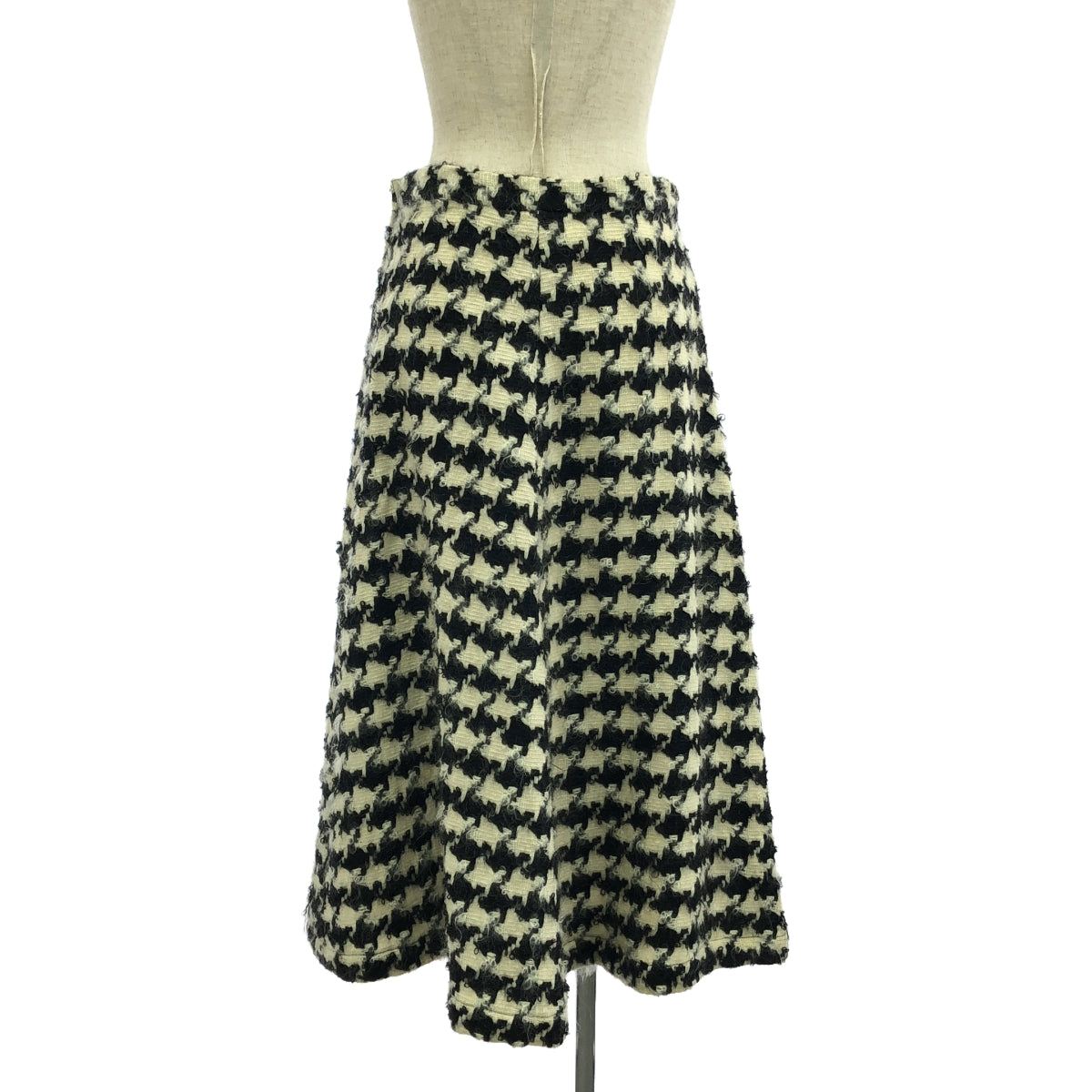 COMME des GARCONS COMME des GARCONS / Comme des | Houndstooth Mohair Blend Flared Long Skirt | S | Black/Ivory | Women's