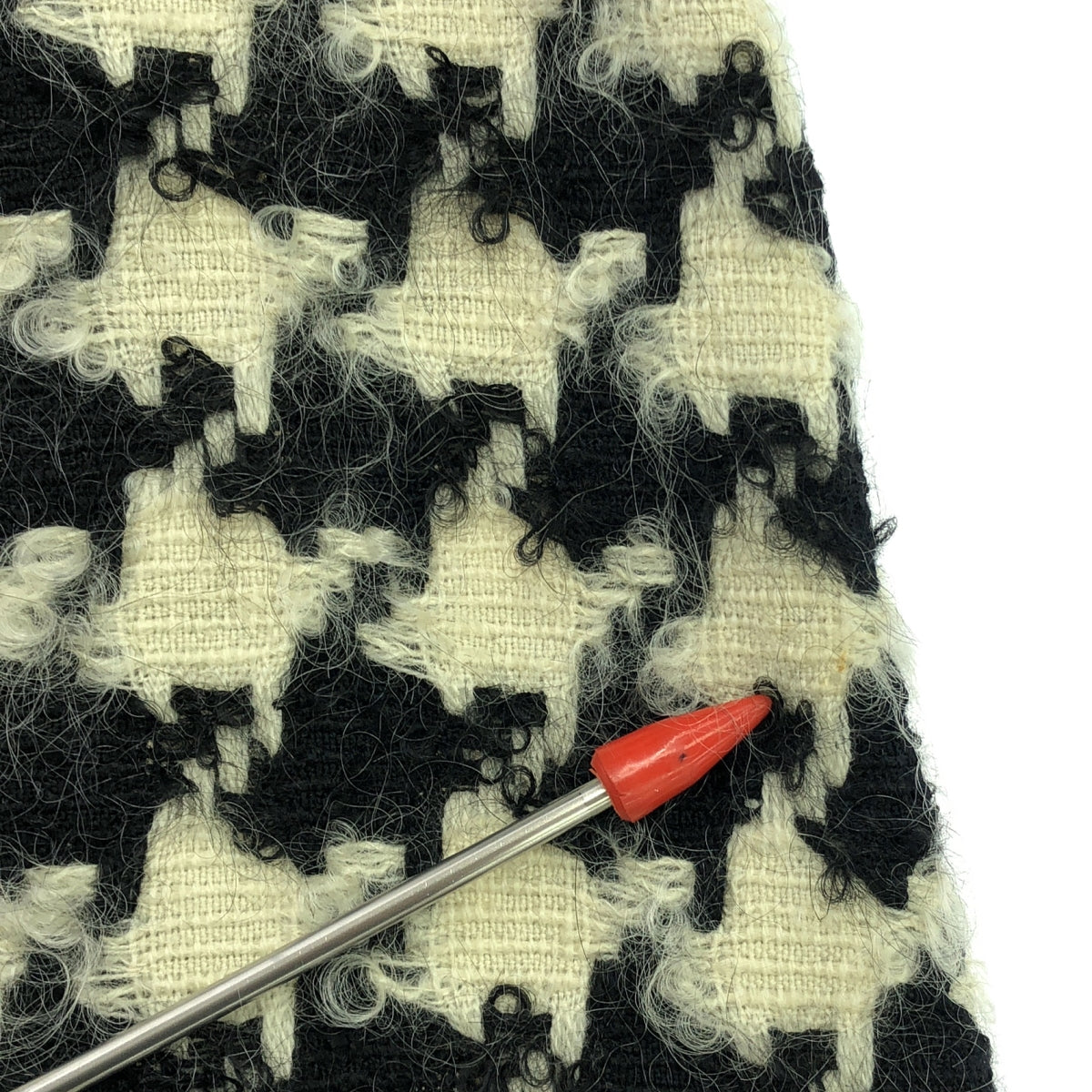 COMME des GARCONS COMME des GARCONS / Comme des |千鳥格馬海毛混紡喇叭長裙 | S |黑色/象牙色|女性的