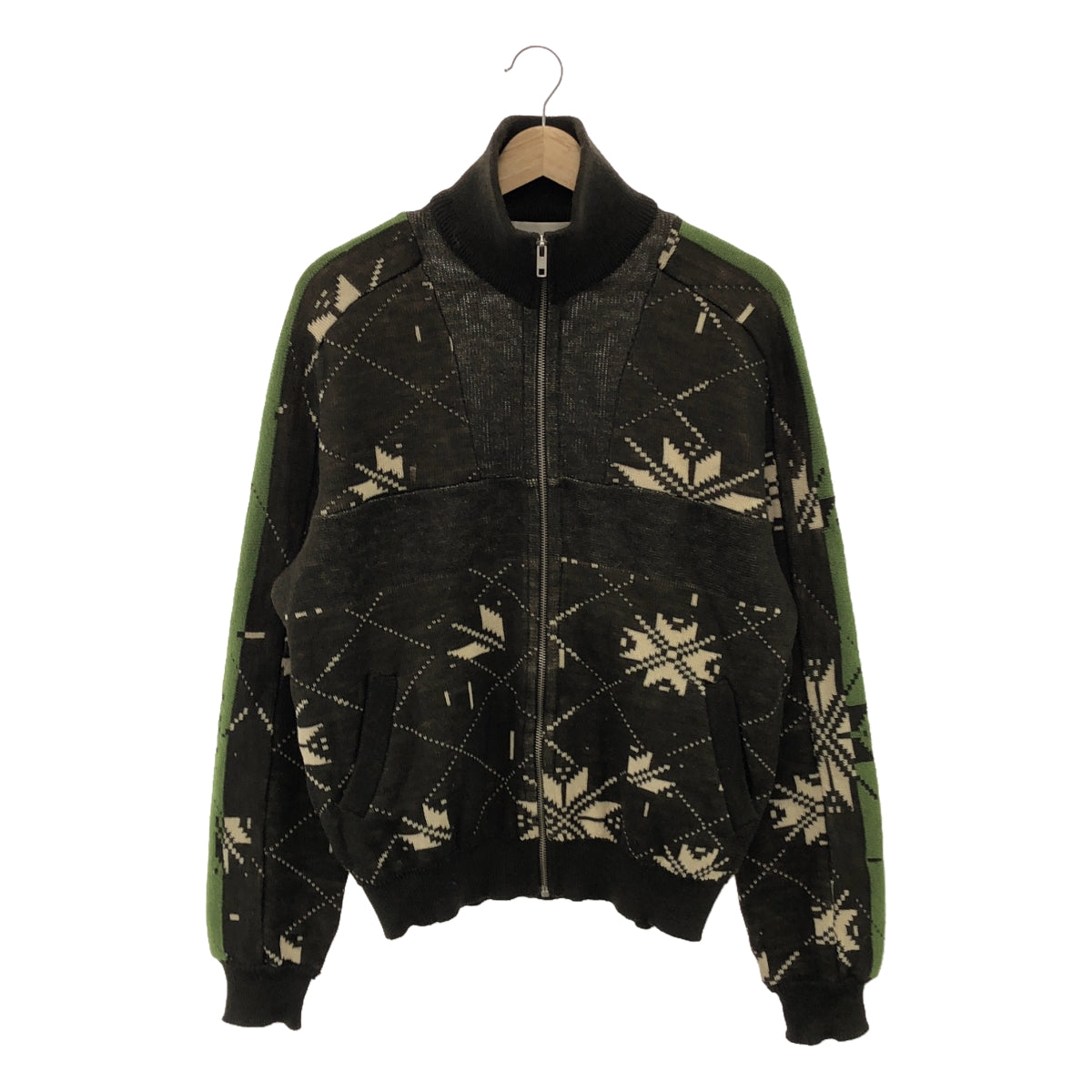 STEPHAN SCHNEIDER / Stephan Schneider | Wool Snowflake All-over Print Zip-up Knit Jacket | 4 | Men's