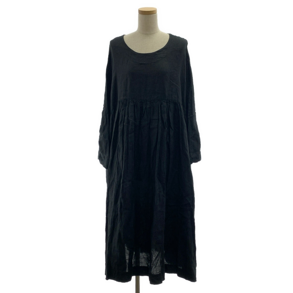 veritecoeur | 亞麻褶皺連身裙，帶口袋 | F碼 | 女款