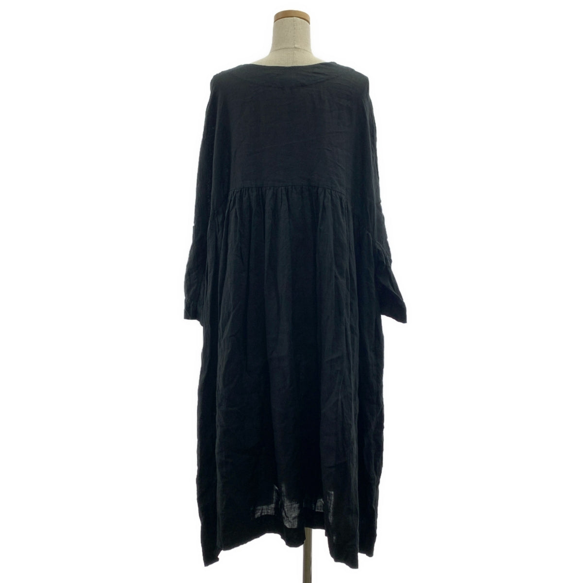 veritecoeur | 亞麻褶皺連身裙，帶口袋 | F碼 | 女款