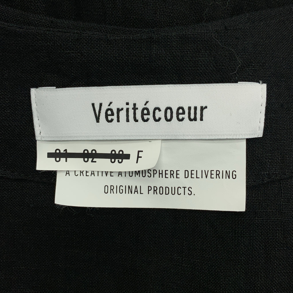 veritecoeur | 亞麻褶皺連身裙，帶口袋 | F碼 | 女款