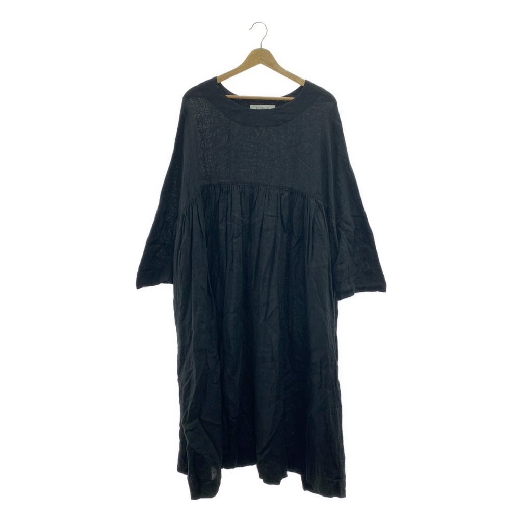 veritecoeur | 亞麻褶皺連身裙，帶口袋 | F碼 | 女款