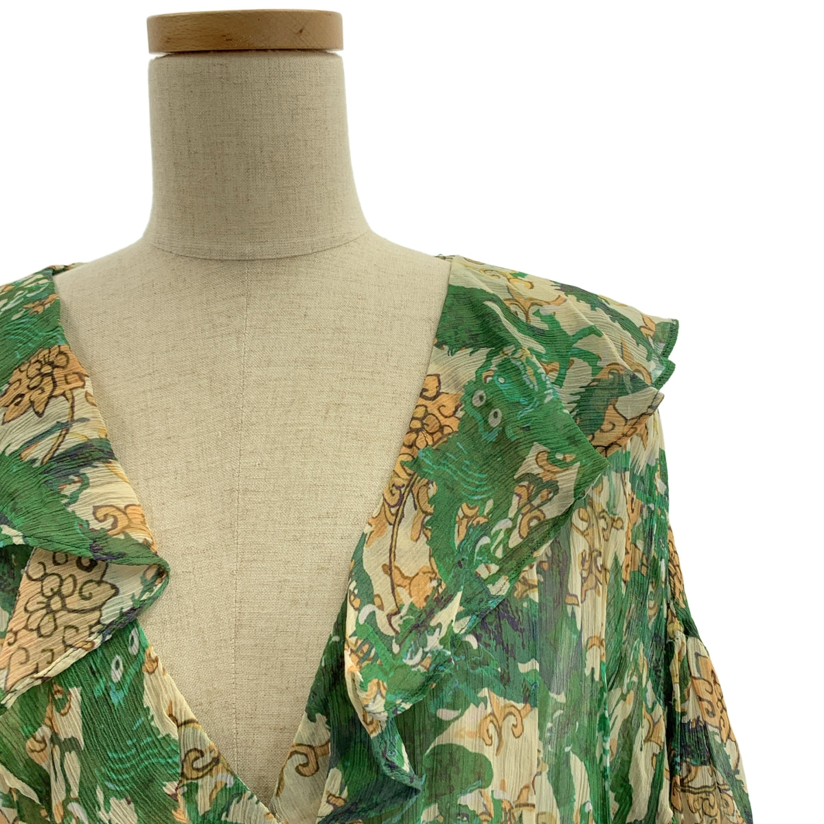 VIVIENNE TAM | 人造絲全印花荷葉邊洋裝（含吊帶背心）| 尺寸 38 | 女款