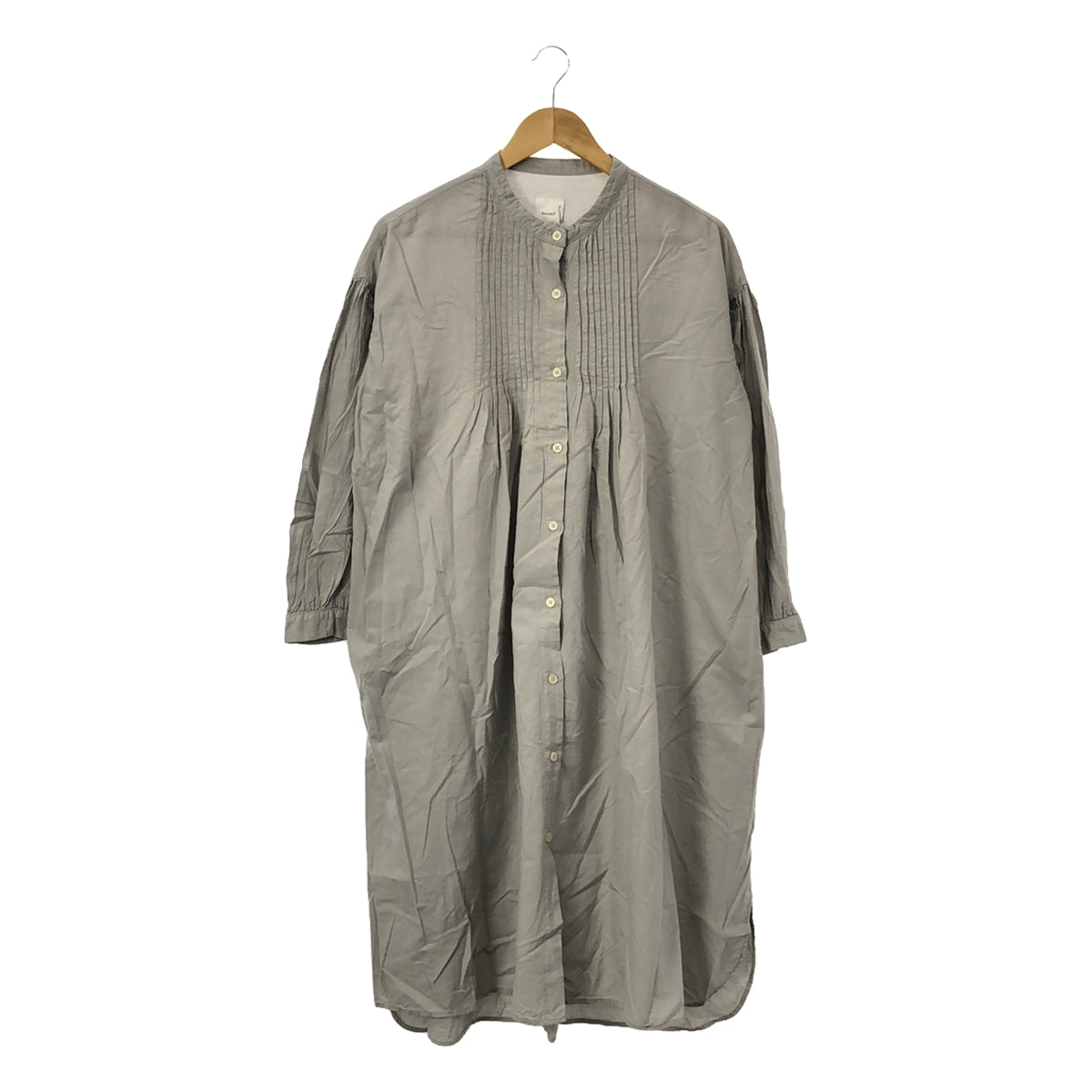 Gauze# / Gauze | Khadi cotton pintuck gathered shirt dress | F | Gray | Women's