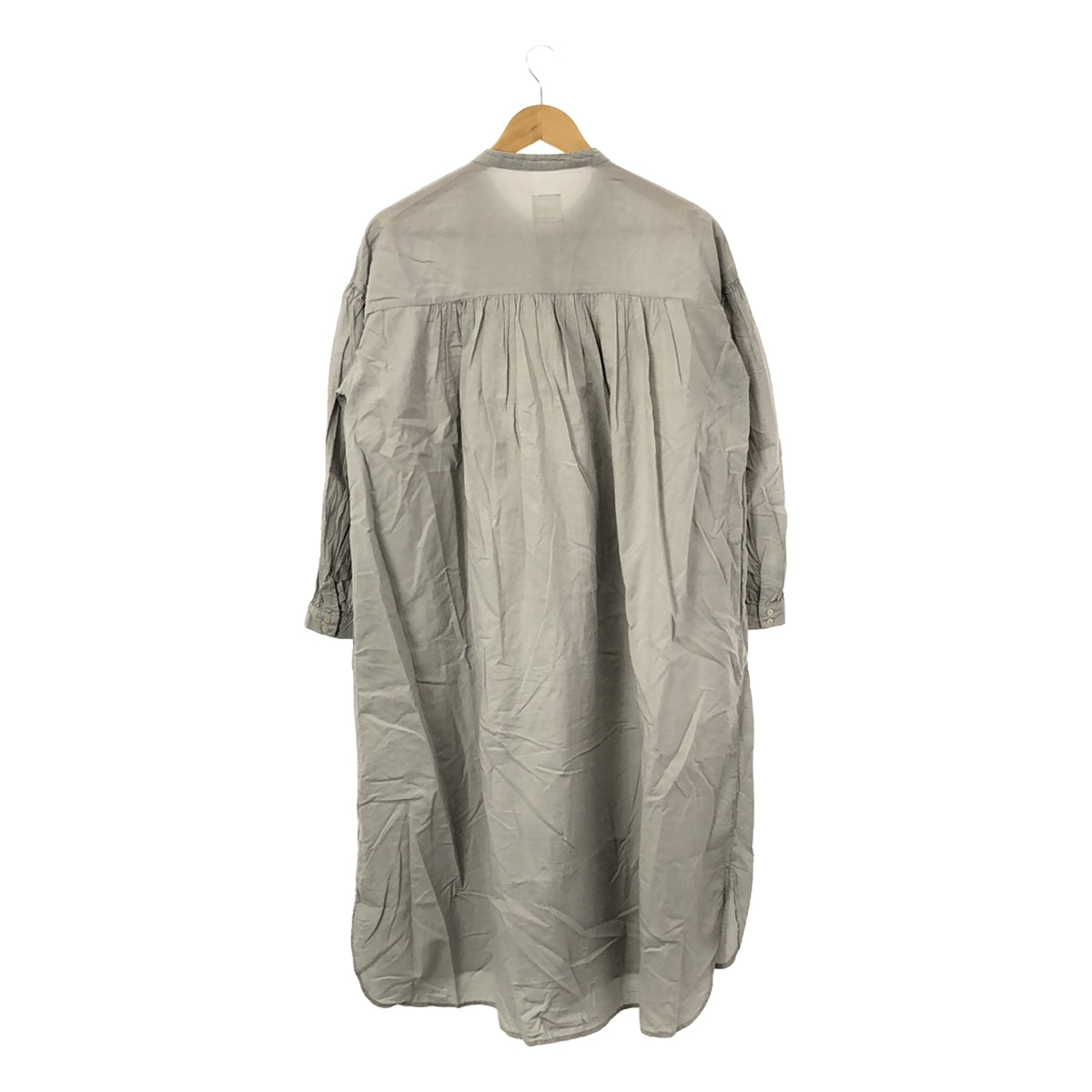 Gauze# / Gauze | Khadi cotton pintuck gathered shirt dress | F | Gray | Women's