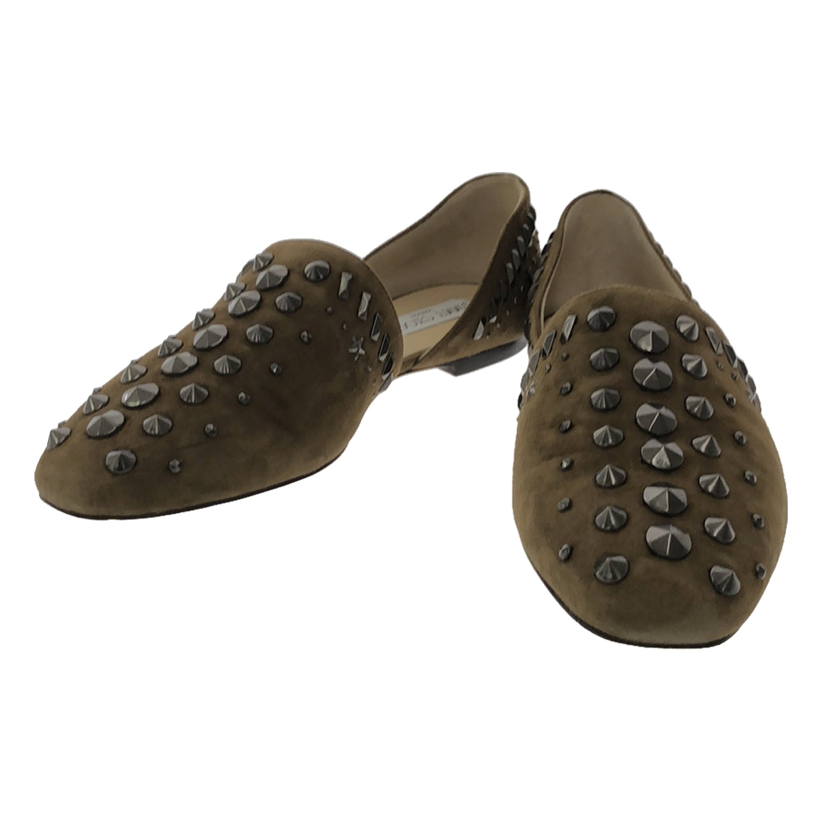 [Good Condition] JIMMY CHOO | GLOBE FLAT | Studded Suede Leather Glove Flat Shoes | Size 38 | Brown | Women's