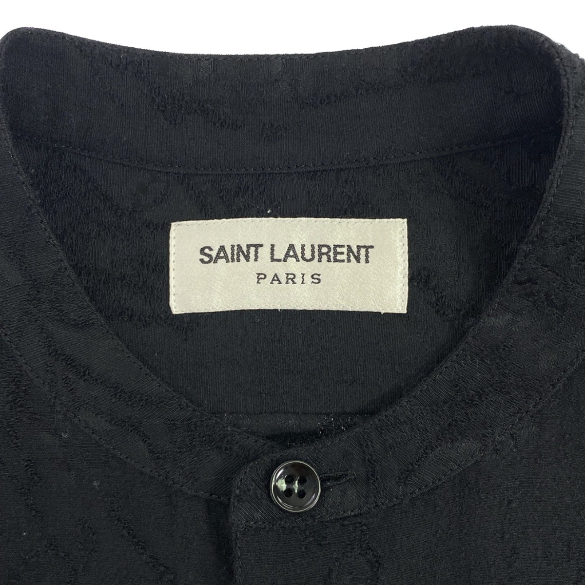 SAINT LAURENT / サンローラン | ジャガード ヘンリーネック スリット プルオーバー シャツ | 37(14 1/2) | ブラック | メンズ