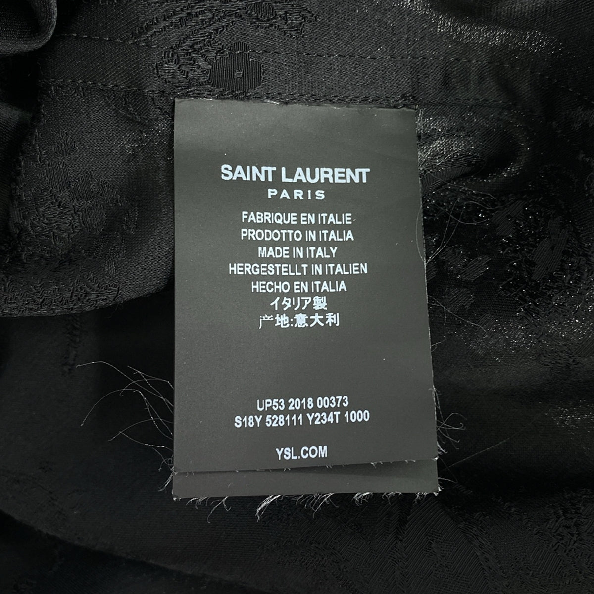 SAINT LAURENT / サンローラン | ジャガード ヘンリーネック スリット プルオーバー シャツ | 37(14 1/2) | ブラック | メンズ