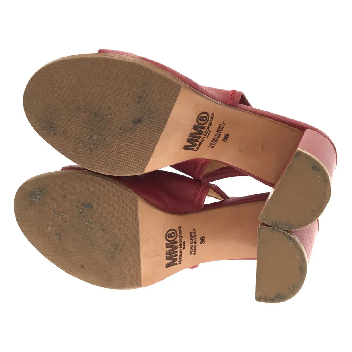 【美品】  MM6 Maison Margiela / エムエムシックスメゾンマルジェラ | アンクルストラップ ヒールサンダル | 36 | エンジ | レディース