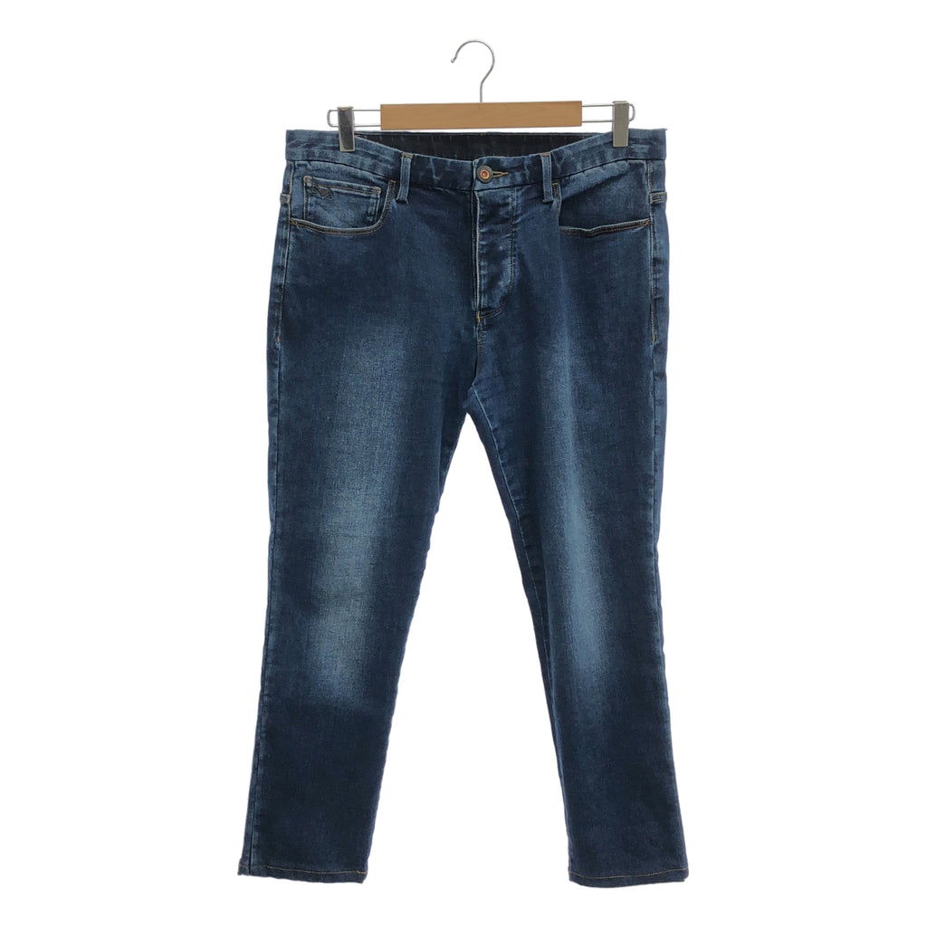 EMPORIO ARMANI / エンポリオアルマーニ | J11 SKINNY FIT 5ポケット / レザーロゴ パッチストレッチ デニムパンツ | 32 | インディゴ | メンズ