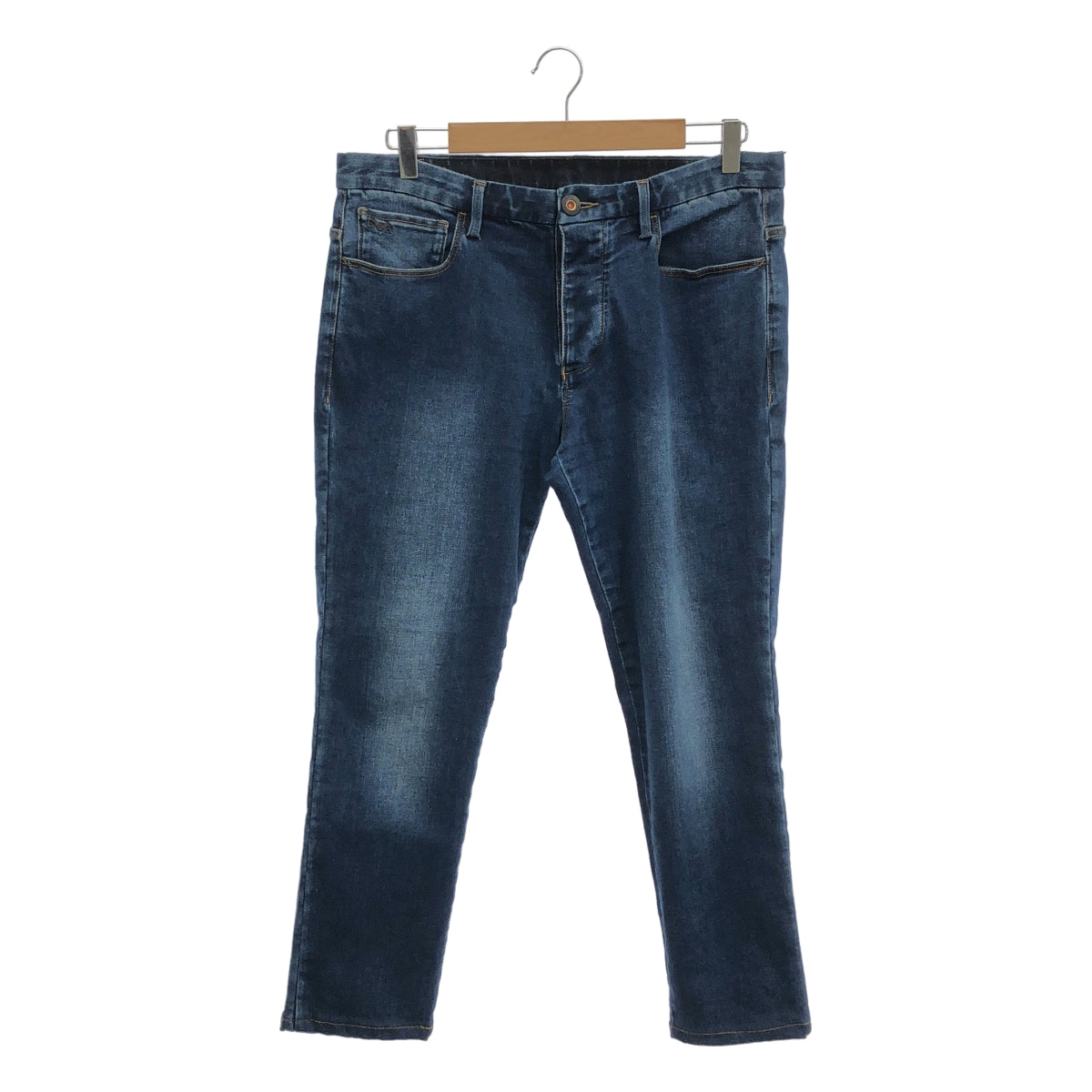 EMPORIO ARMANI / エンポリオアルマーニ | J11 SKINNY FIT 5ポケット / レザーロゴ パッチストレッチ デニムパンツ | 32 | インディゴ | メンズ