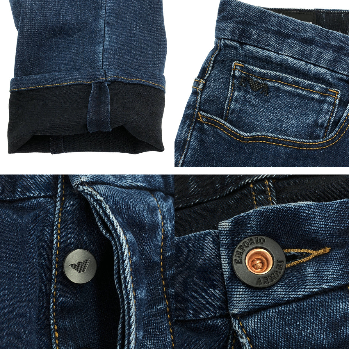 EMPORIO ARMANI / エンポリオアルマーニ | J11 SKINNY FIT 5ポケット / レザーロゴ パッチストレッチ デニムパンツ | 32 | インディゴ | メンズ