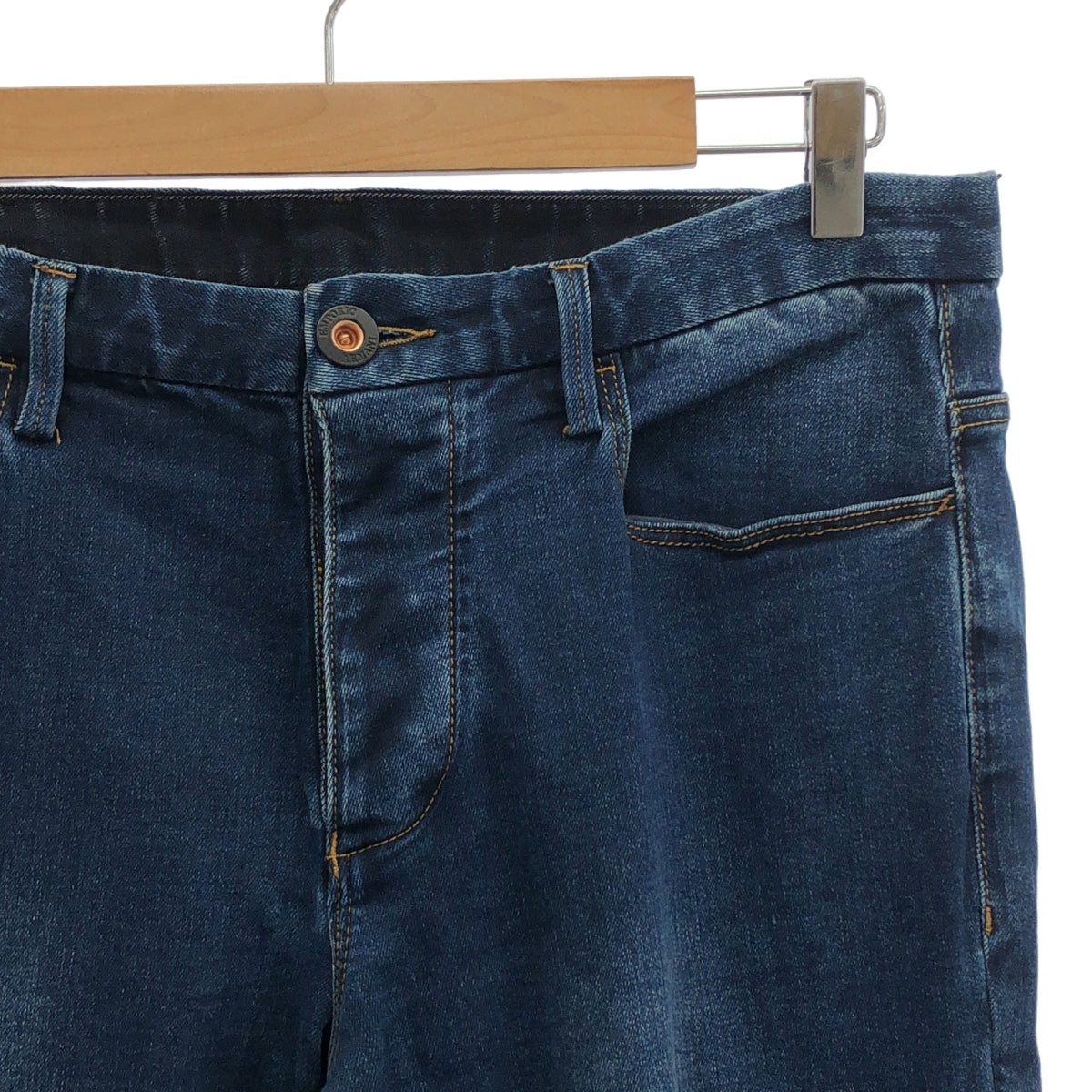 EMPORIO ARMANI / エンポリオアルマーニ | J11 SKINNY FIT 5ポケット / レザーロゴ パッチストレッチ デニムパンツ | 32 | インディゴ | メンズ