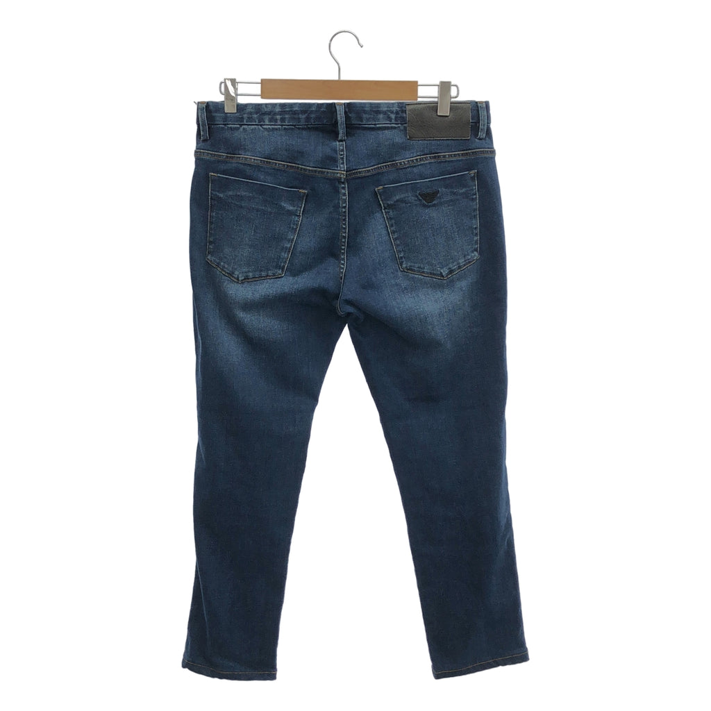 EMPORIO ARMANI / エンポリオアルマーニ | J11 SKINNY FIT 5ポケット / レザーロゴ パッチストレッチ デニムパンツ | 32 | インディゴ | メンズ