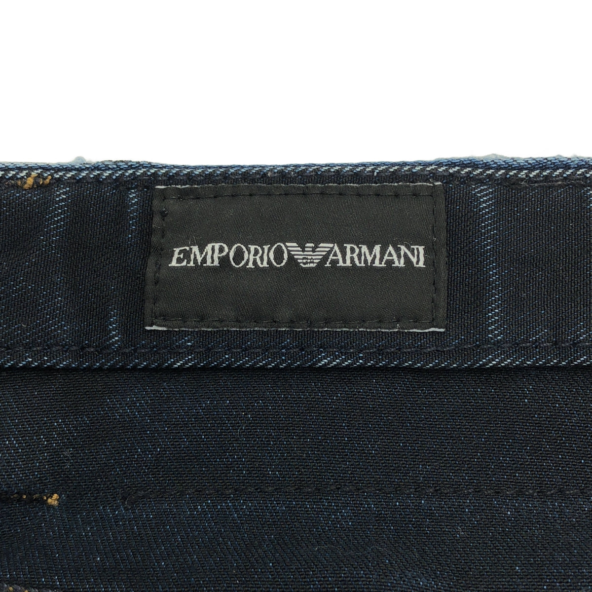 EMPORIO ARMANI / エンポリオアルマーニ | J11 SKINNY FIT 5ポケット / レザーロゴ パッチストレッチ デニムパンツ | 32 | インディゴ | メンズ