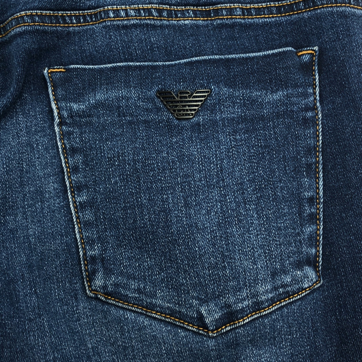 EMPORIO ARMANI / エンポリオアルマーニ | J11 SKINNY FIT 5ポケット / レザーロゴ パッチストレッチ デニムパンツ | 32 | インディゴ | メンズ