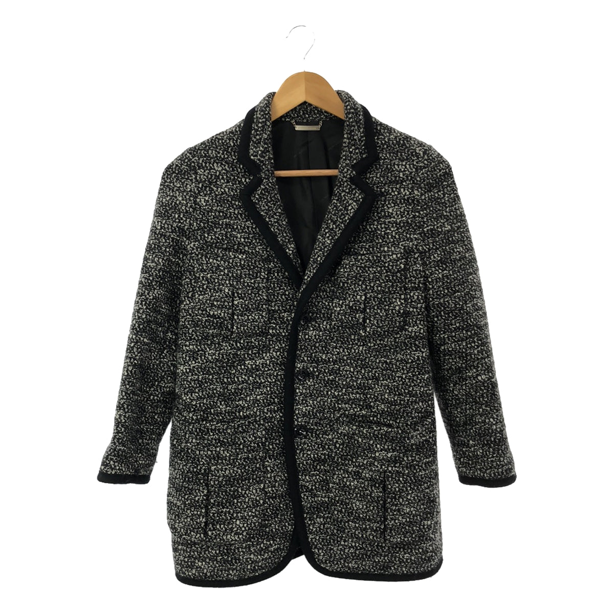 beautiful people | Wool blend tweed piping tailored knit jacket | 34 | Black/White | Women's