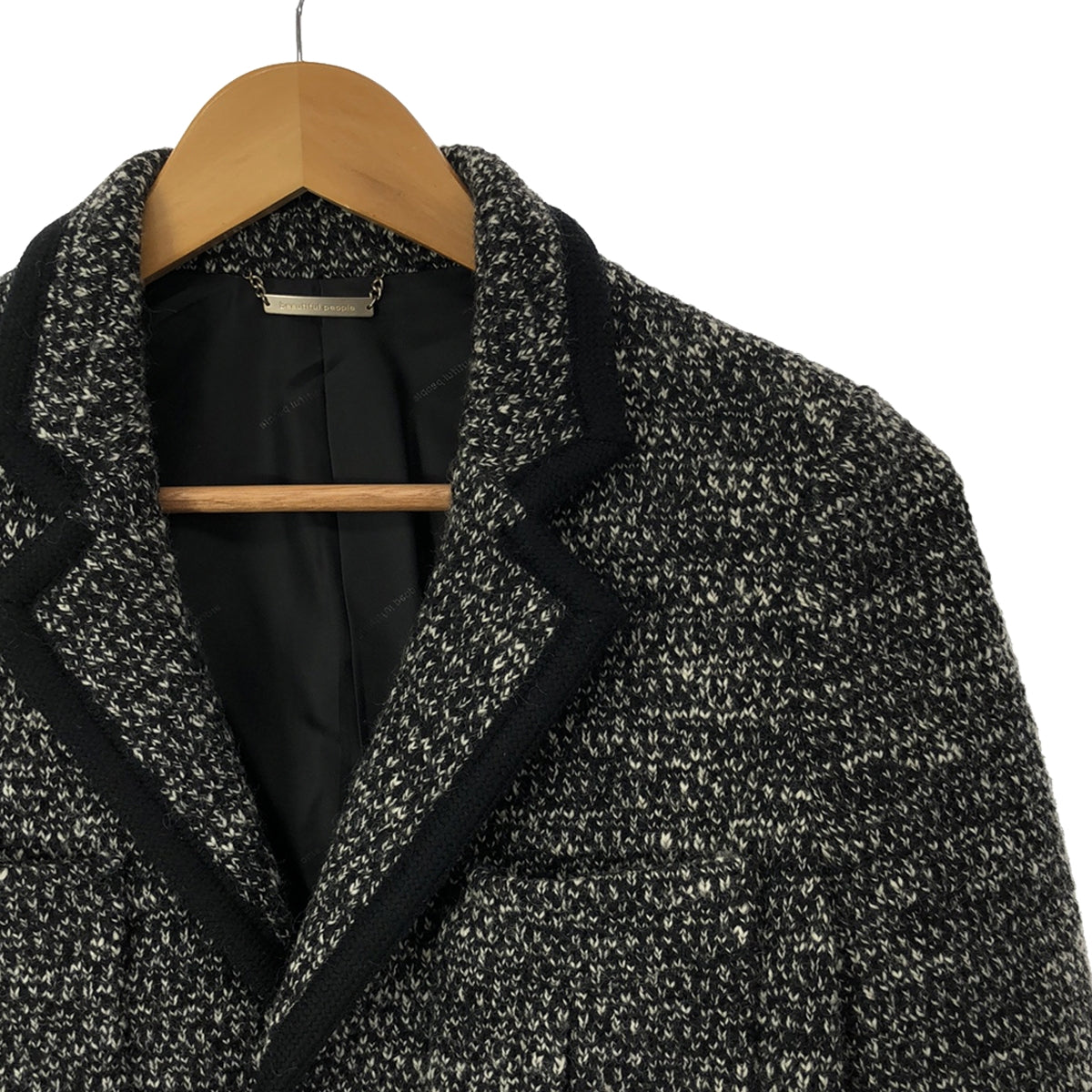 beautiful people | Wool blend tweed piping tailored knit jacket | 34 | Black/White | Women's