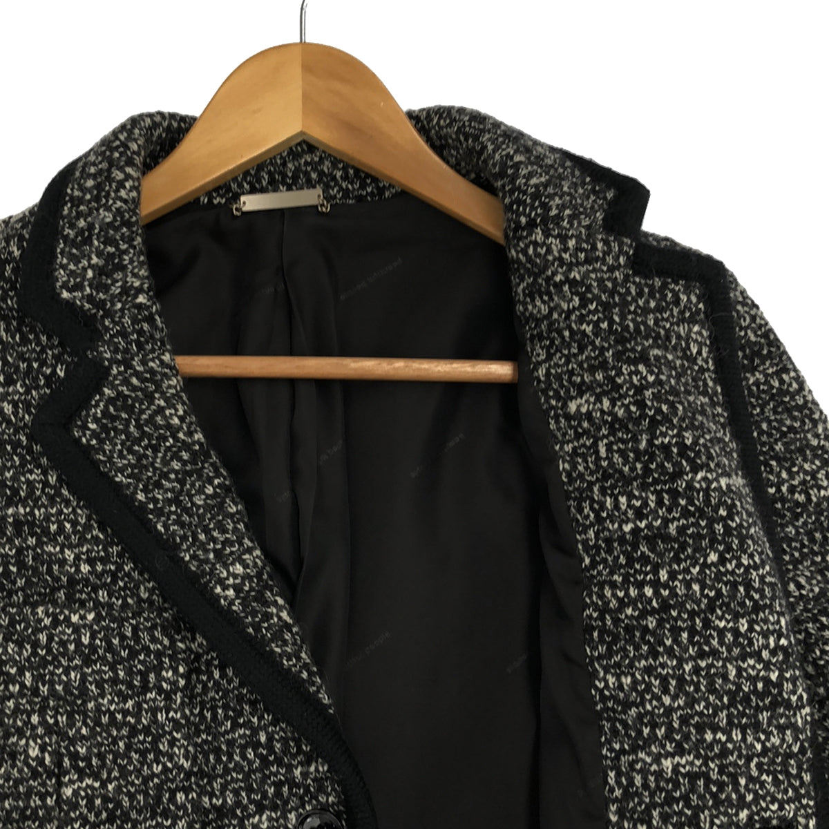 美麗的人 |羊毛混紡粗花呢滾邊訂製針織夾克 | 34 |黑/白 |女性的