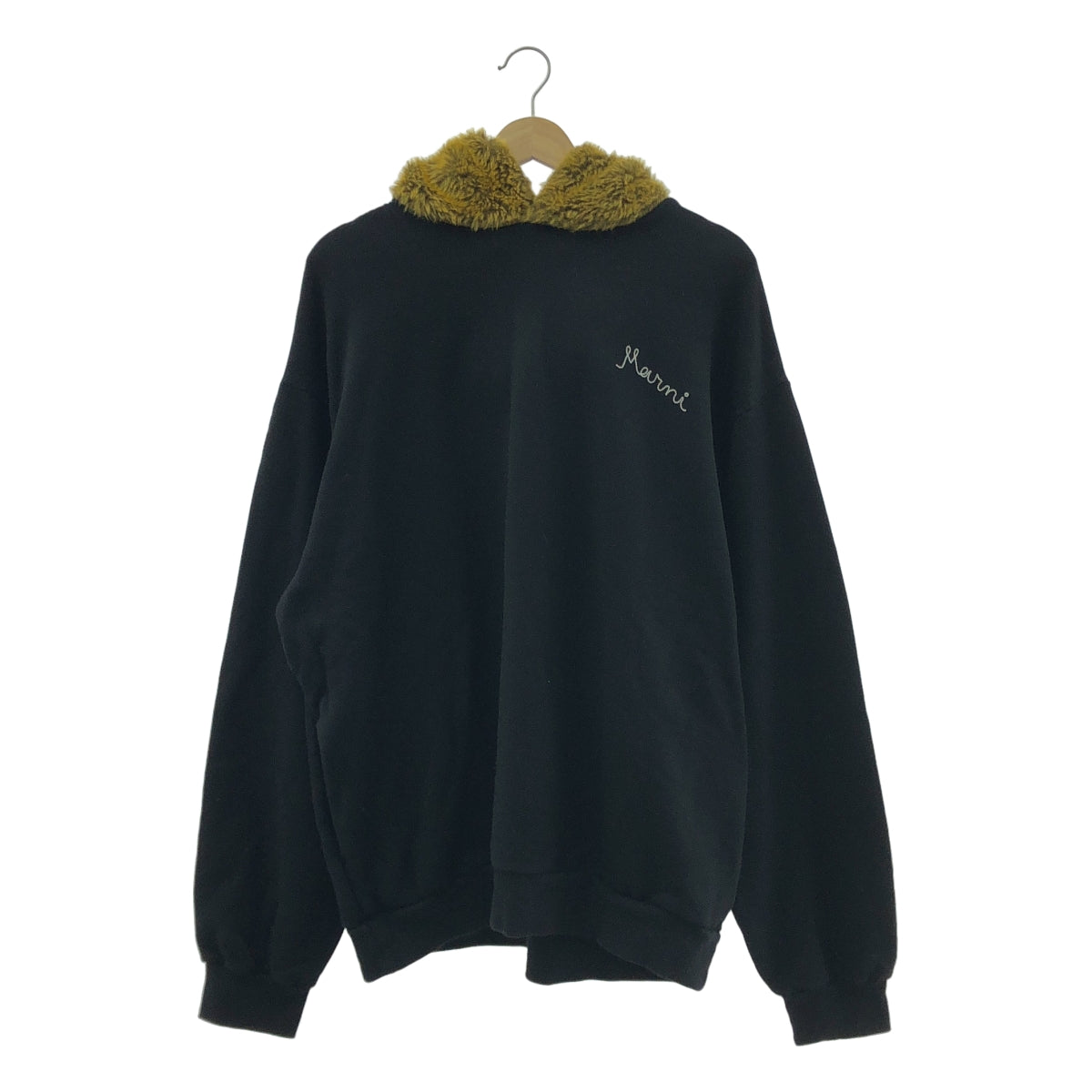 MARNI | 2021 秋冬 | 刺繡標誌仿皮草連帽衫 | 套頭連帽衫 | 尺寸 48 | 黑色 | 男款