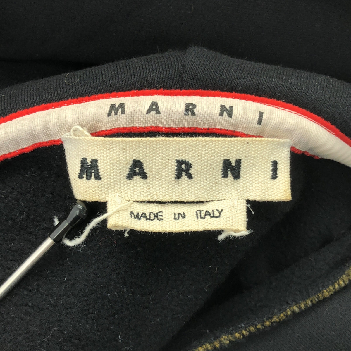MARNI / 마르니 | 2021AW | 가짜 모피 음식 로고 자수 후디 풀오버 후드 | 48 | 블랙 | 남성