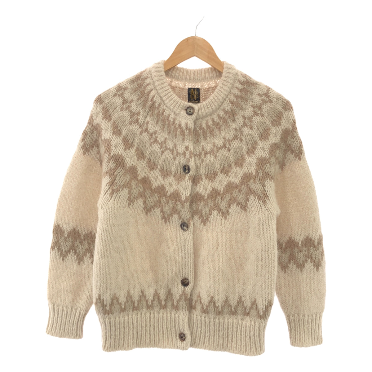 [Good Condition] BATONER | MOHAIR NORDIC CREW NECK CARDIGAN | 2 | Beige | Women's