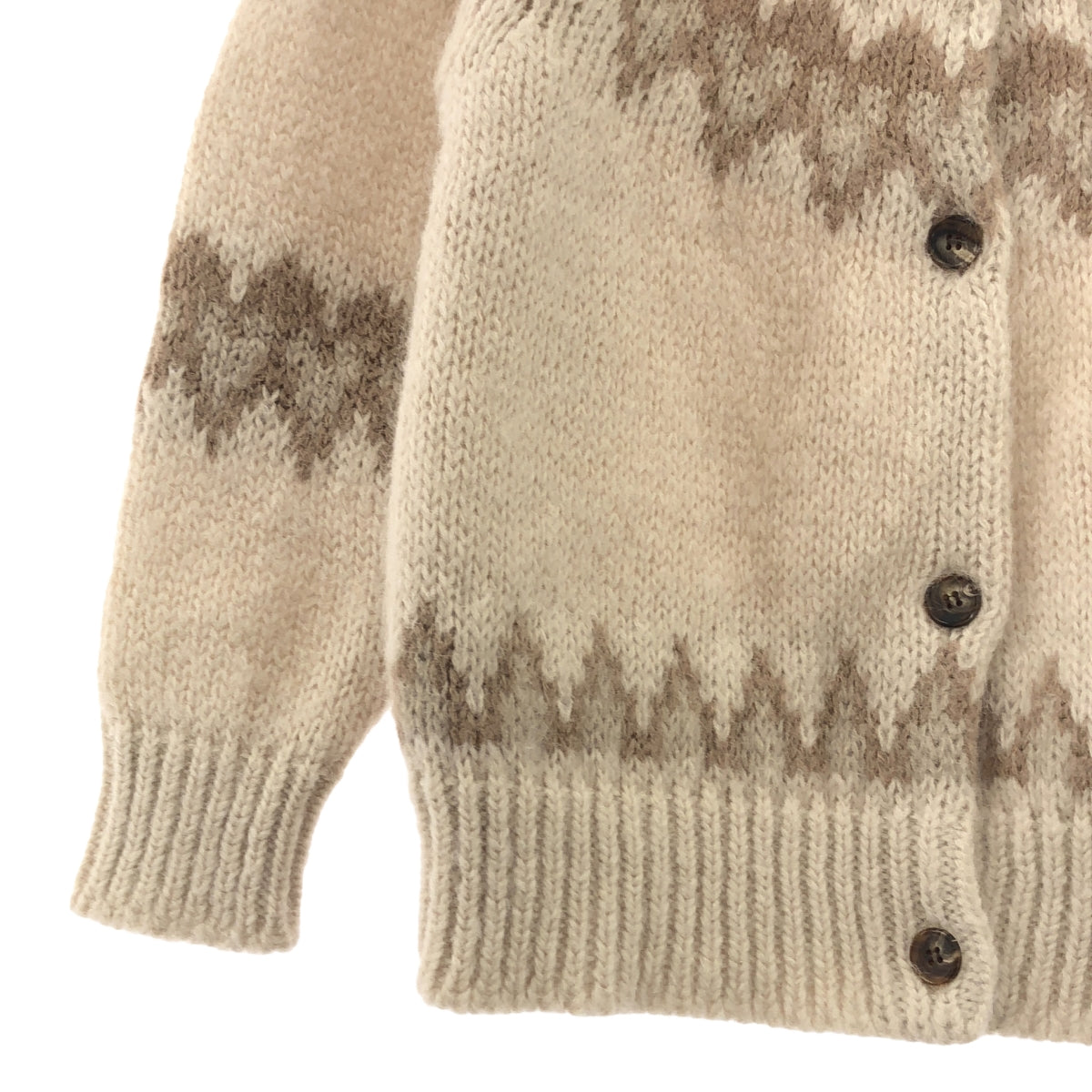 [Good Condition] BATONER | MOHAIR NORDIC CREW NECK CARDIGAN | 2 | Beige | Women's