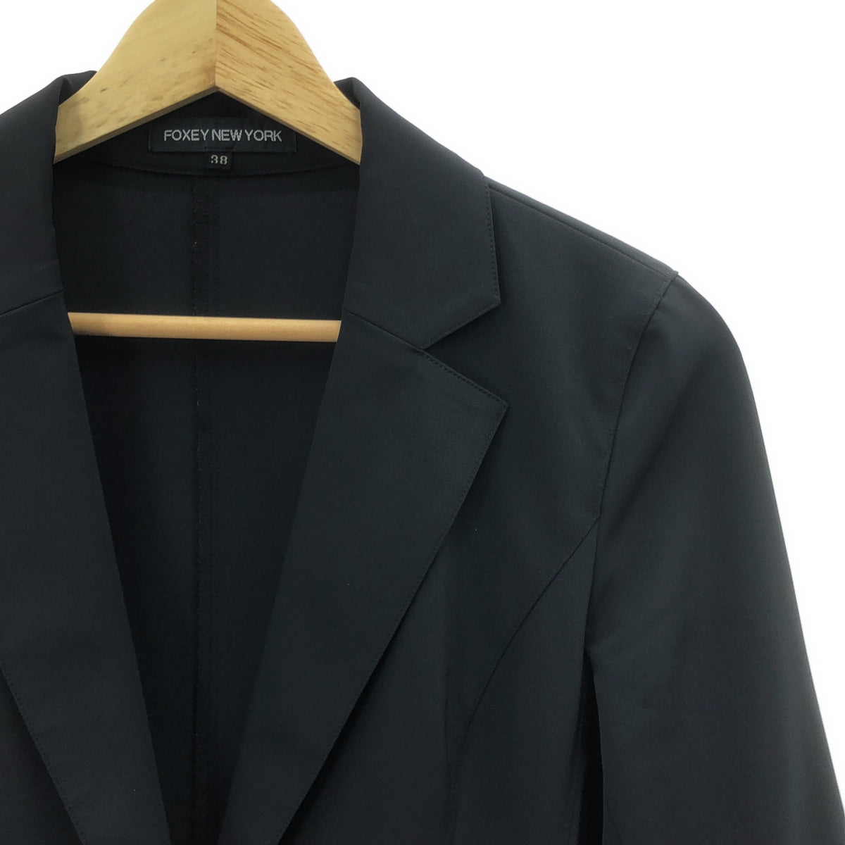【美品】  FOXEY NEW YORK / フォクシーニューヨーク | ポリエステル ストレッチ スーツ セットアップ / 1B テーラードジャケット / ドレープスカート | 38 | ブラック | レディース