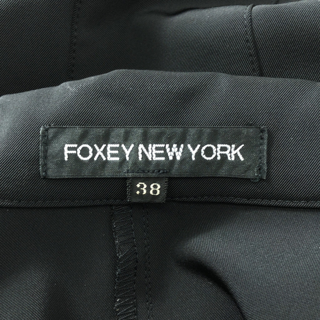 【미품】 FOXEY NEW YORK / 폭시 뉴욕 | 폴리 에스테르 스트레치 슈트 셋업 / 1B 테일러드 재킷 / 드레이프 스커트 | 38 | 블랙 | 여성