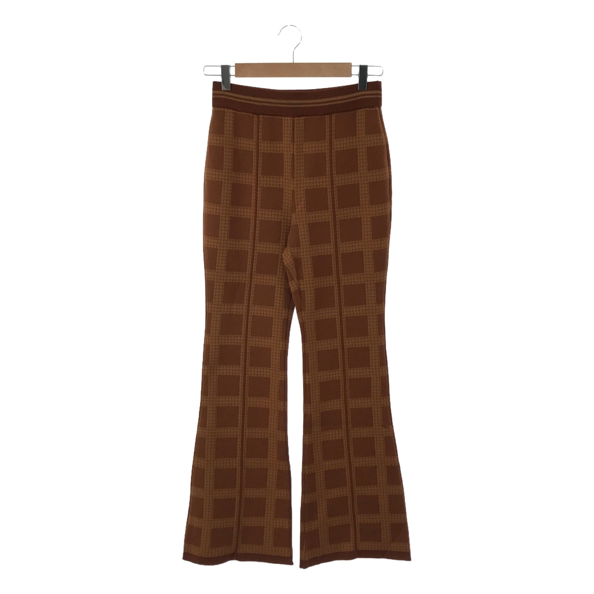 [Good Condition] Mame Kurogouchi | 2023SS | Multi Plaid Geometric Knit Trousers | Size 2 | Brown | Women's