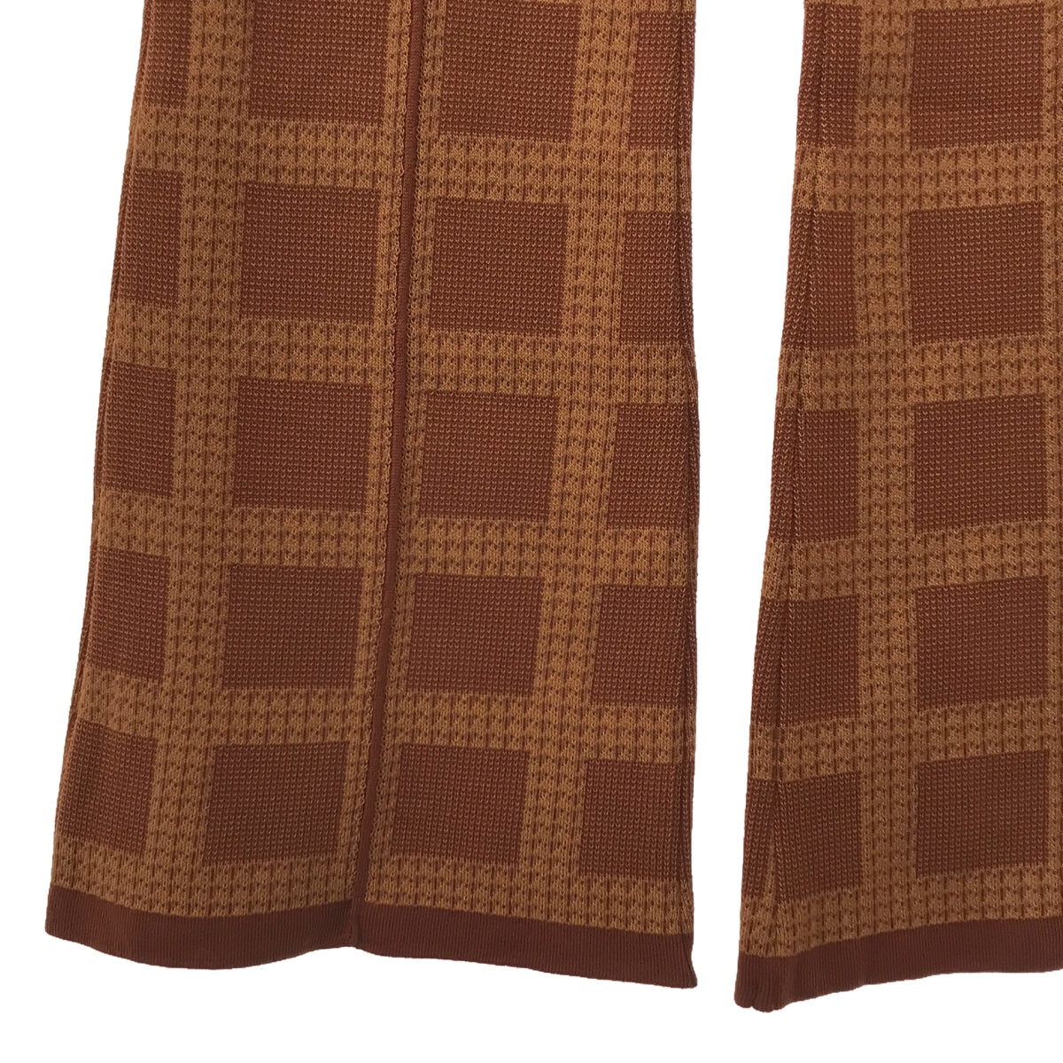 [Good Condition] Mame Kurogouchi | 2023SS | Multi Plaid Geometric Knit Trousers | Size 2 | Brown | Women's