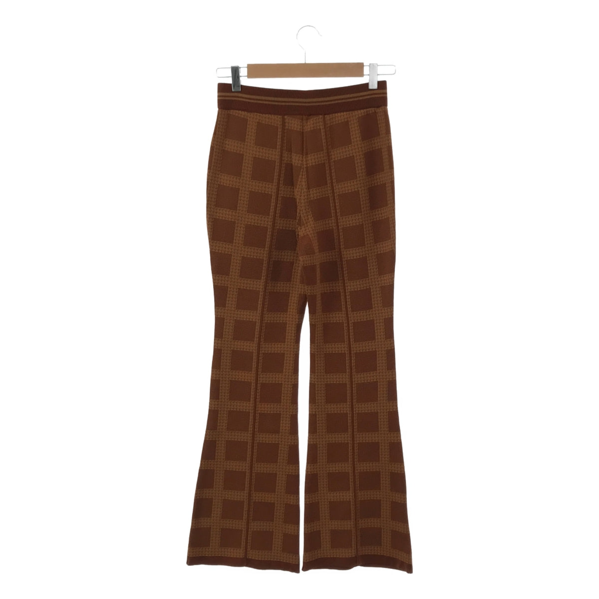 [Good Condition] Mame Kurogouchi | 2023SS | Multi Plaid Geometric Knit Trousers | Size 2 | Brown | Women's