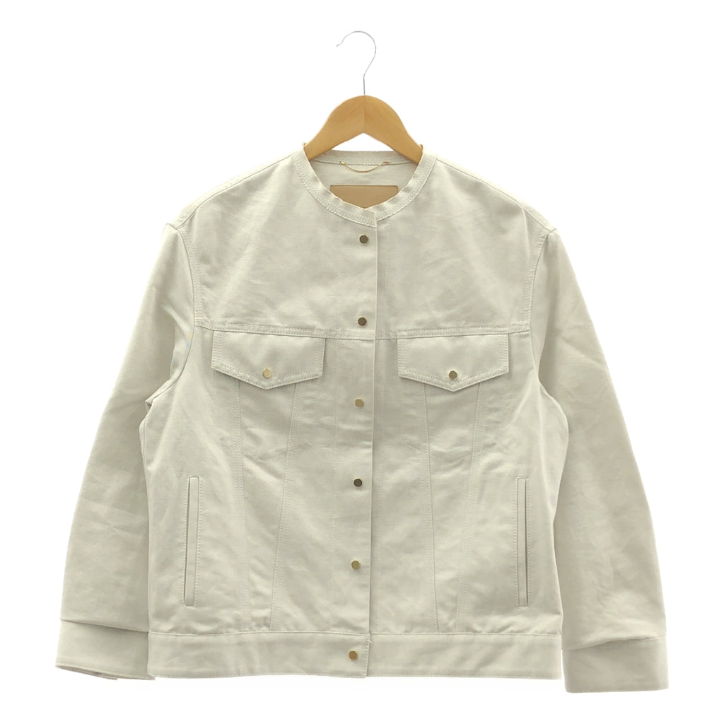 ebure | 亞麻棉斜紋無領外套 | 尺寸 38 |