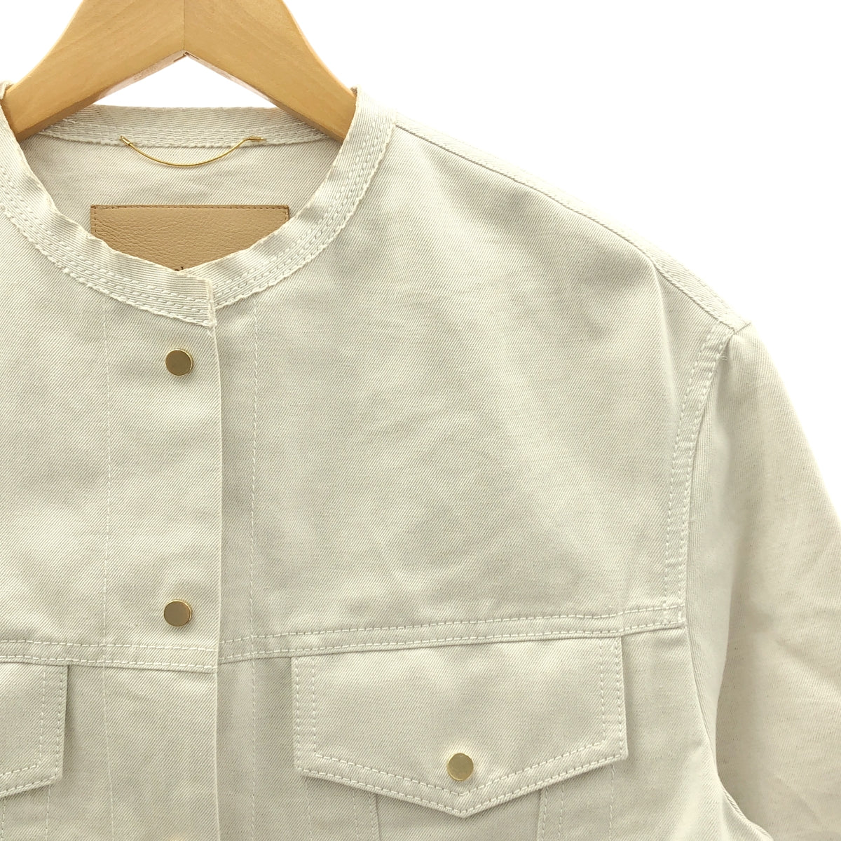 ebure | 亞麻棉斜紋無領外套 | 尺寸 38 |
