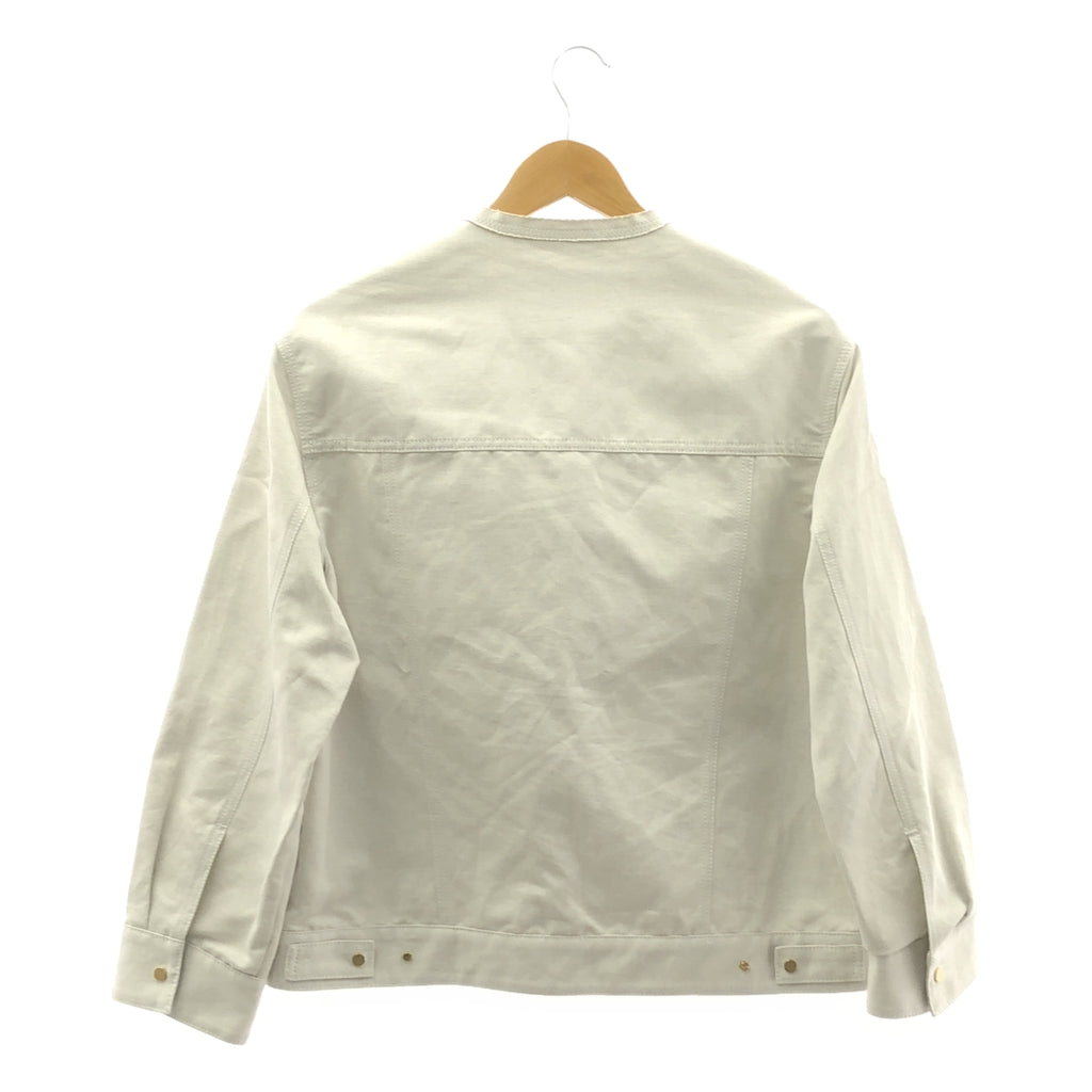 ebure | 亞麻棉斜紋無領外套 | 尺寸 38 |