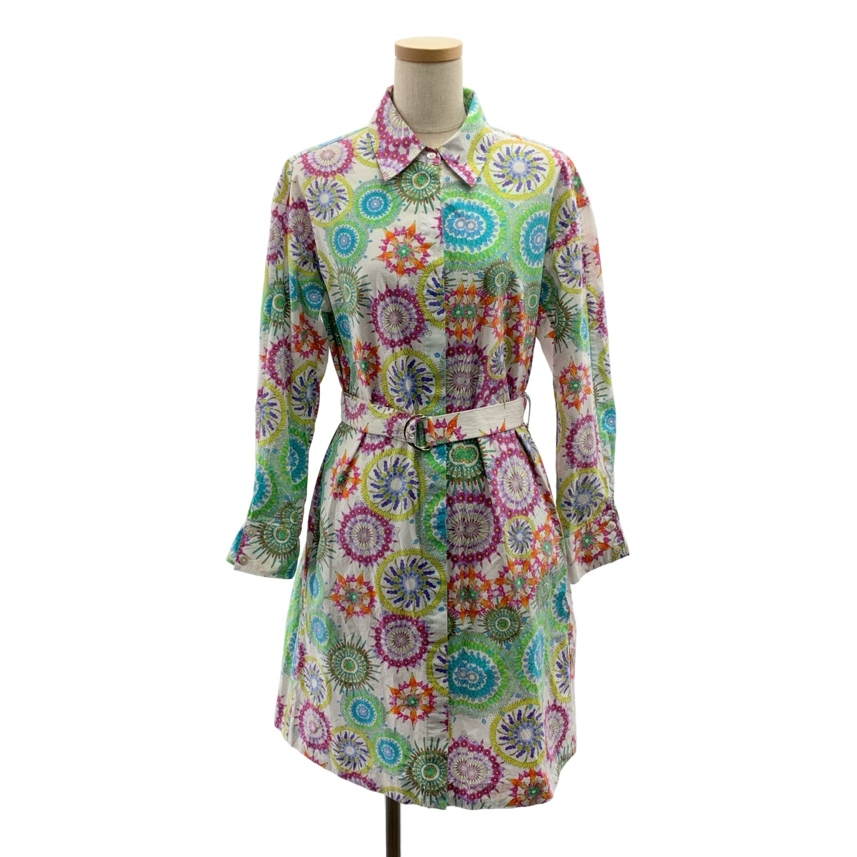 【미품】 VIVIENNE TAM / 비비안탐 | 코튼 총 무늬 벨티드 포켓 셔츠 원피스 | XS | 멀티 컬러 | 여성