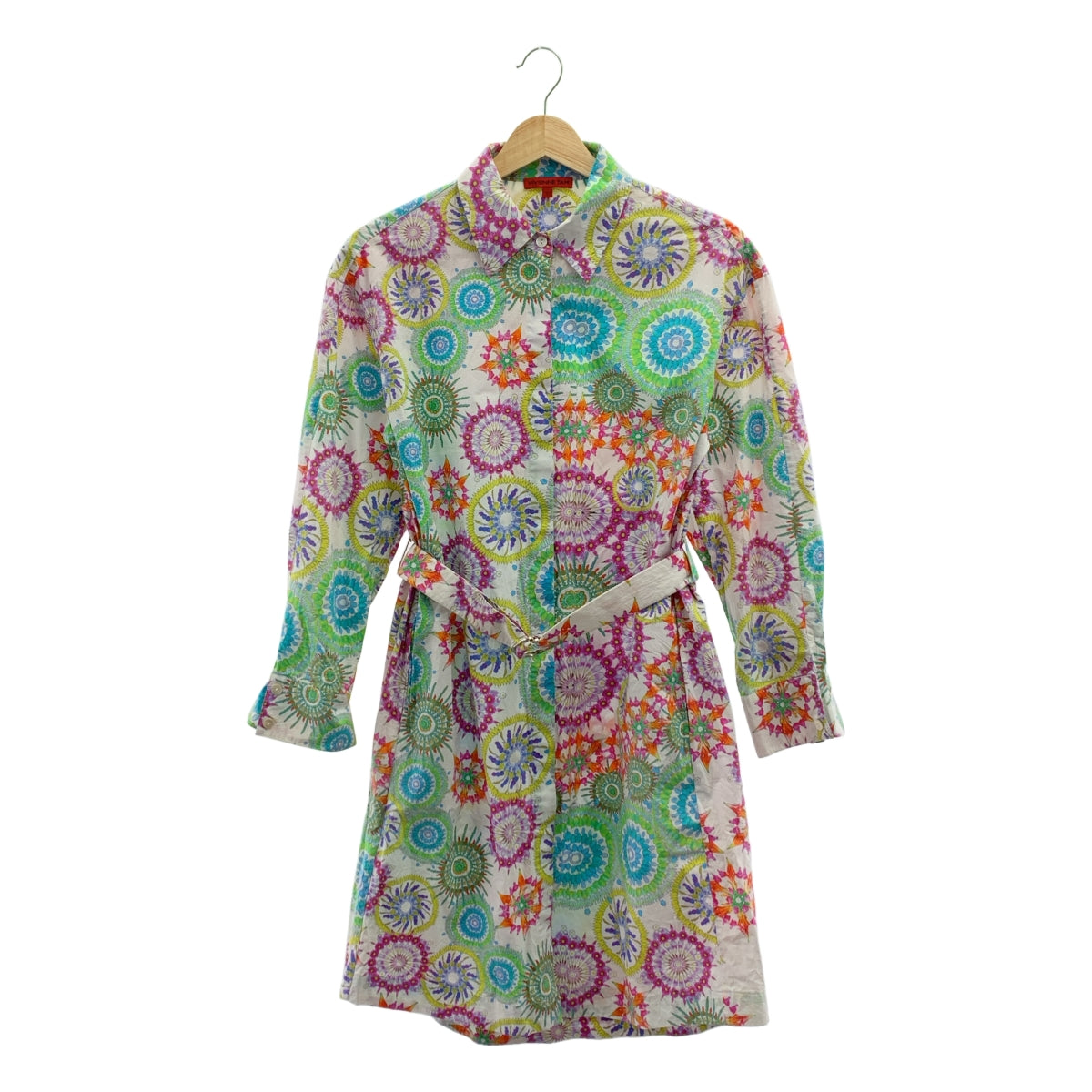 【美品】  VIVIENNE TAM / ヴィヴィアンタム | コットン 総柄 ベルテッド ポケット付き シャツ ワンピース | XS | マルチカラー | レディース