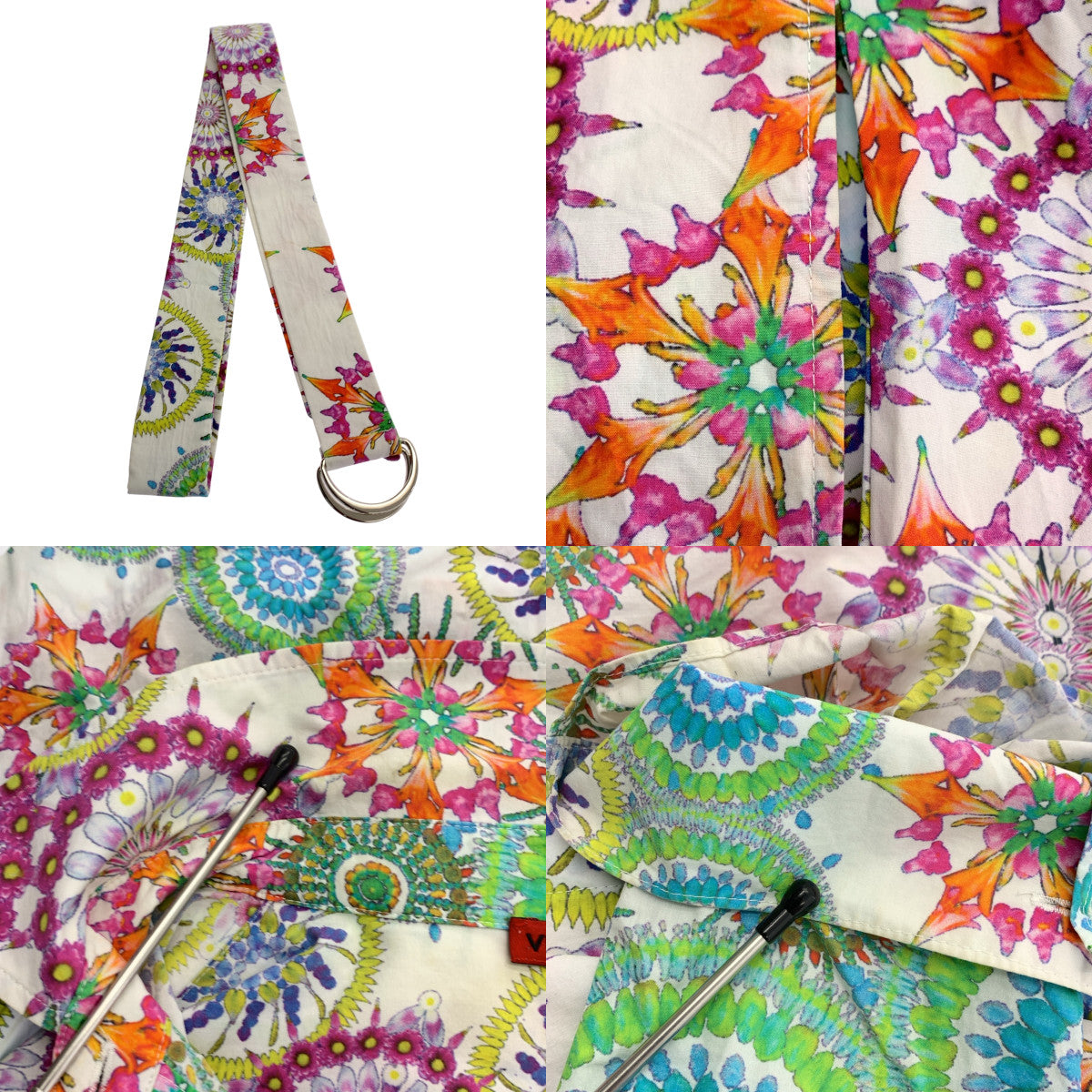 【美品】  VIVIENNE TAM / ヴィヴィアンタム | コットン 総柄 ベルテッド ポケット付き シャツ ワンピース | XS | マルチカラー | レディース