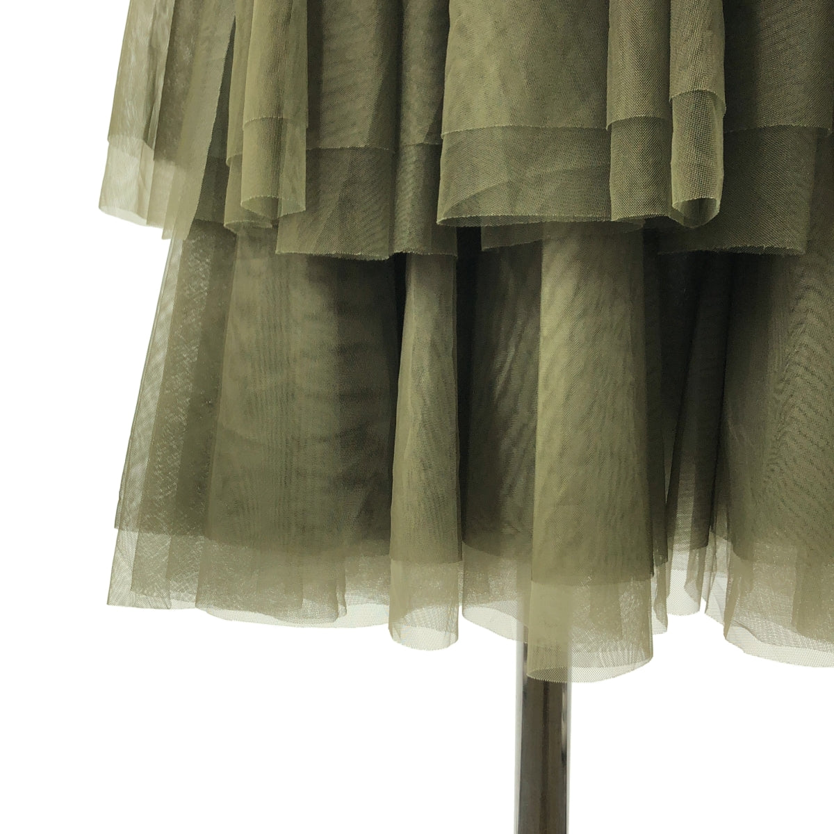 【美品】  VIVIANO / ヴィヴィアーノ | 2025SS | Tulle Ruffle Tiered Skirt チュール ティアード ロングスカート | F | オリーブ | レディース