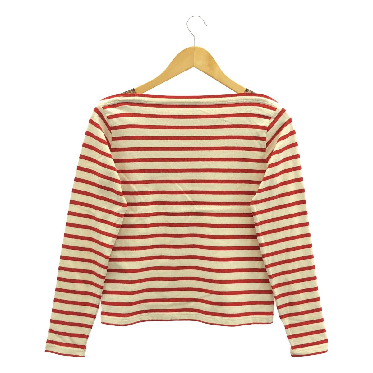 RED VALENTINO / レッドヴァレンティノ | レース ロゴ ボーダー カットソー | XS | レッド/ベージュ | レディース