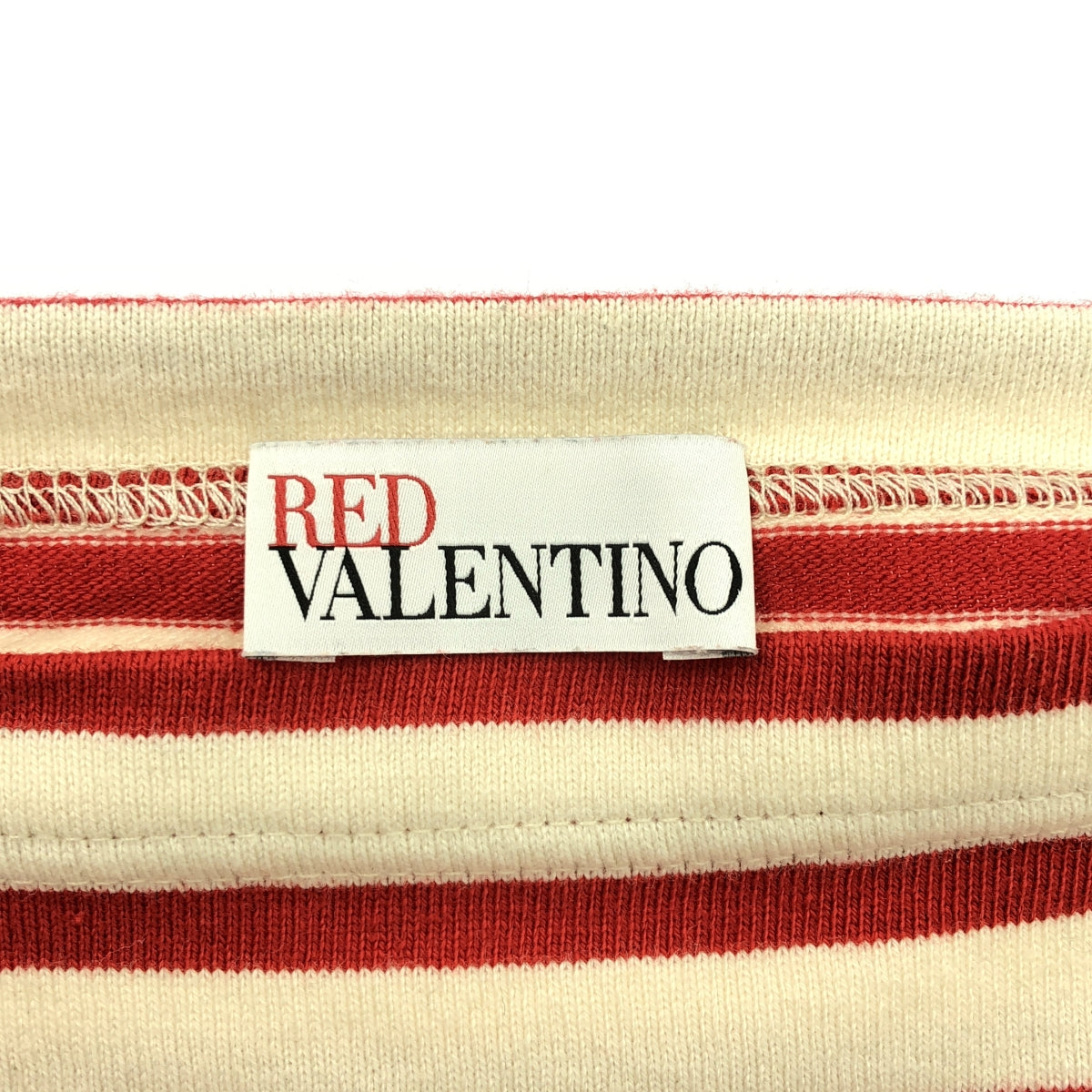 RED VALENTINO / レッドヴァレンティノ | レース ロゴ ボーダー カットソー | XS | レディース