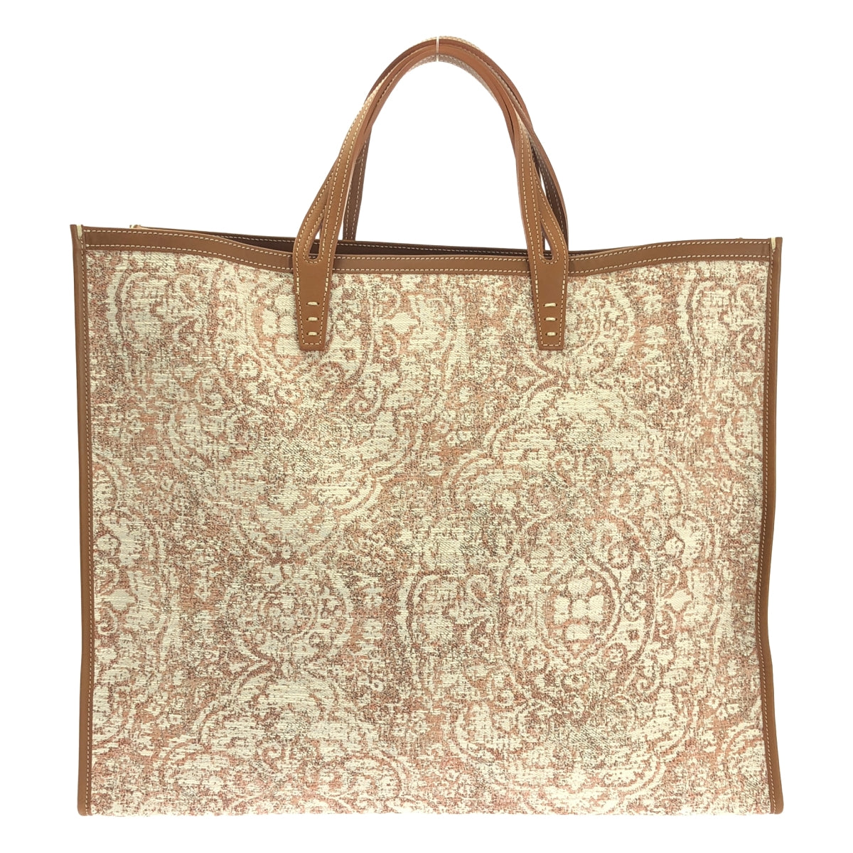 【미품】 A VACATION / 어바케이션 | TANK PAISLEY / 총무늬 자가드 가죽 핸들 토트 백 | 브라운 계 | 여성