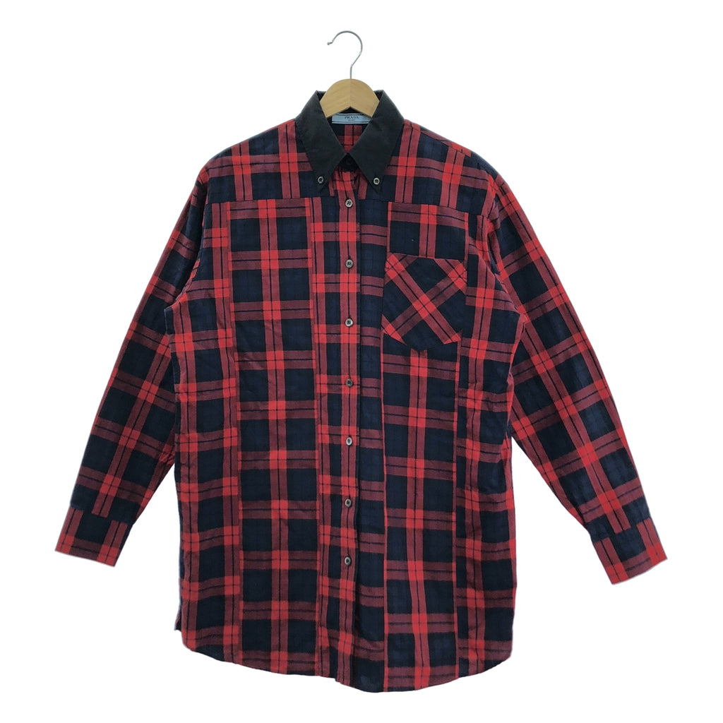 PRADA / プラダ | チェック柄 ロングシャツ | 36 | レッド/ネイビー/ブラック | レディース