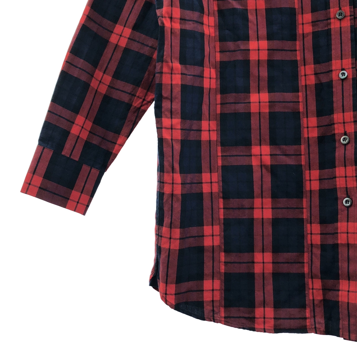 PRADA / プラダ | チェック柄 ロングシャツ | 36 | レッド