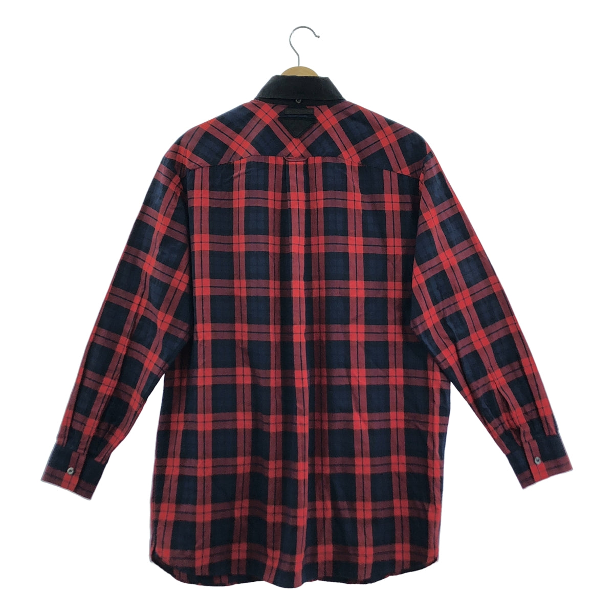 PRADA / プラダ | チェック柄 ロングシャツ | 36 | レッド/ネイビー/ブラック | レディース