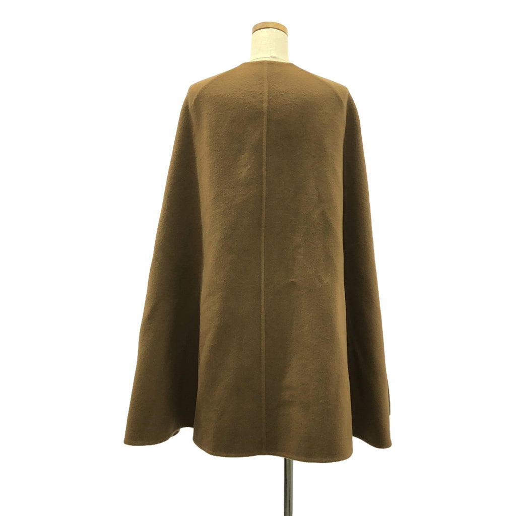 【美品】  MADISON BLUE / マディソンブルー | SIDE SLIT LONG CAPE ウール ケープコート | 00(XS) | ブラウン | レディース